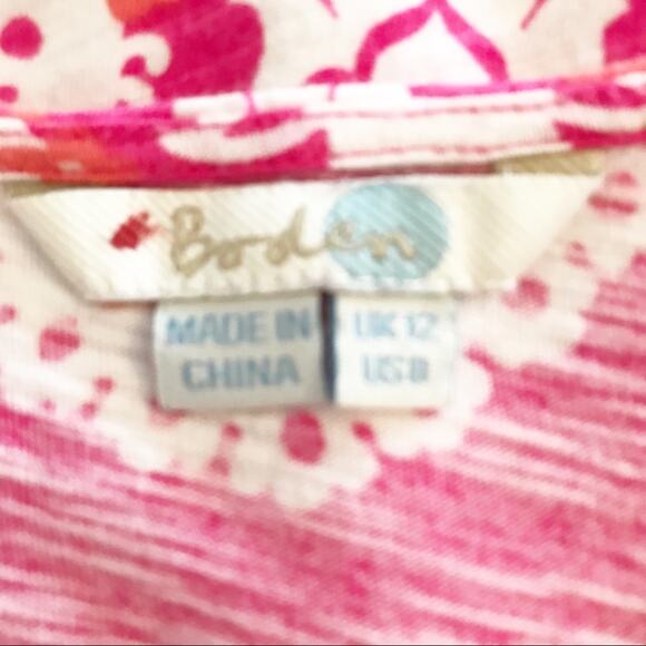 BODEN Zoey Orange & White Print Tank Top With Beaded Neckline, 8 (M) - Picture 8 of 9